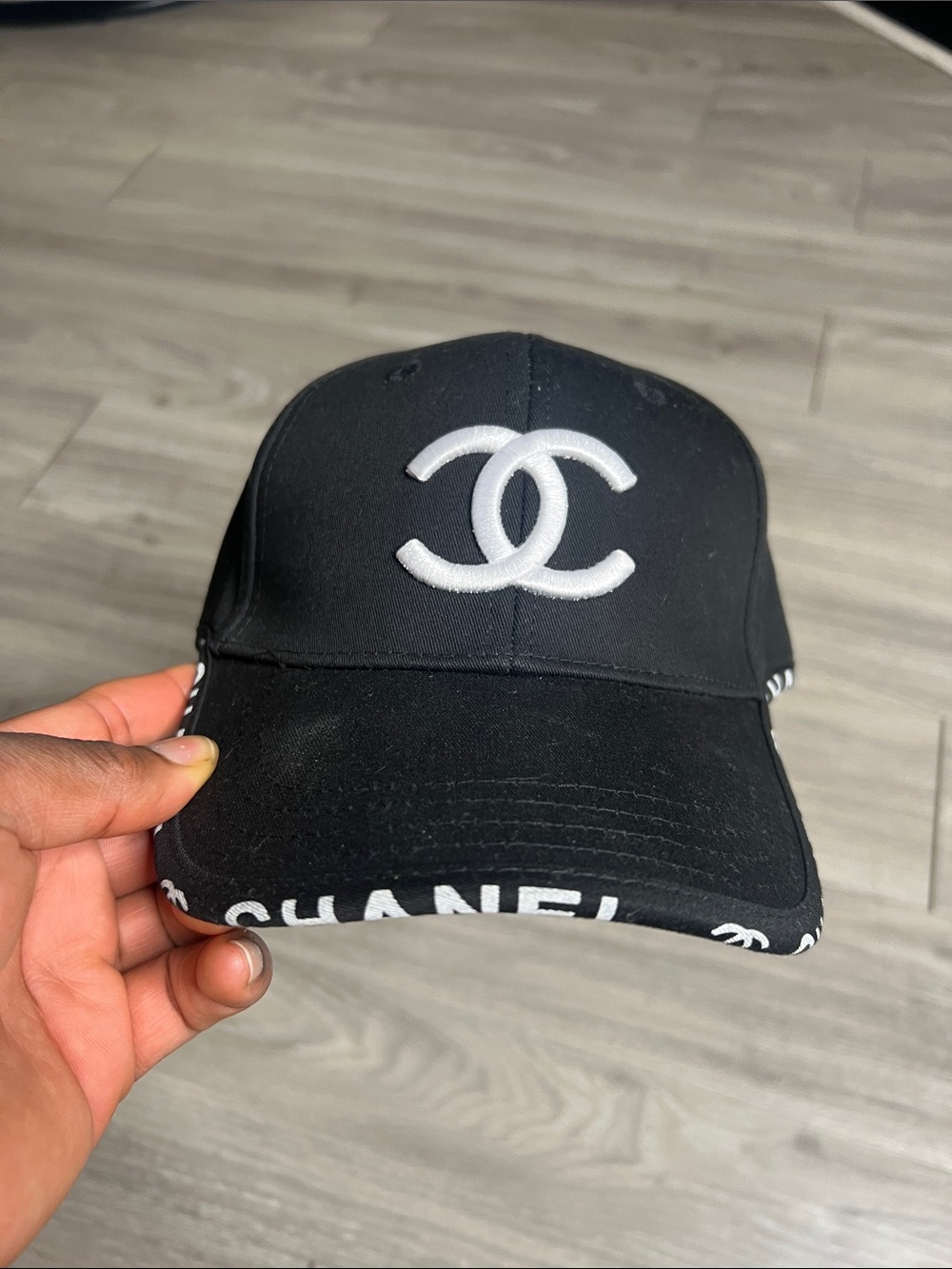 CHANEL Black Baseball Cap with White CC Logo and Brim Lettering - Picture 4 of 13